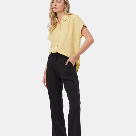 Yellow Women's Hemp Button-Up Top - Picture 3 of 7